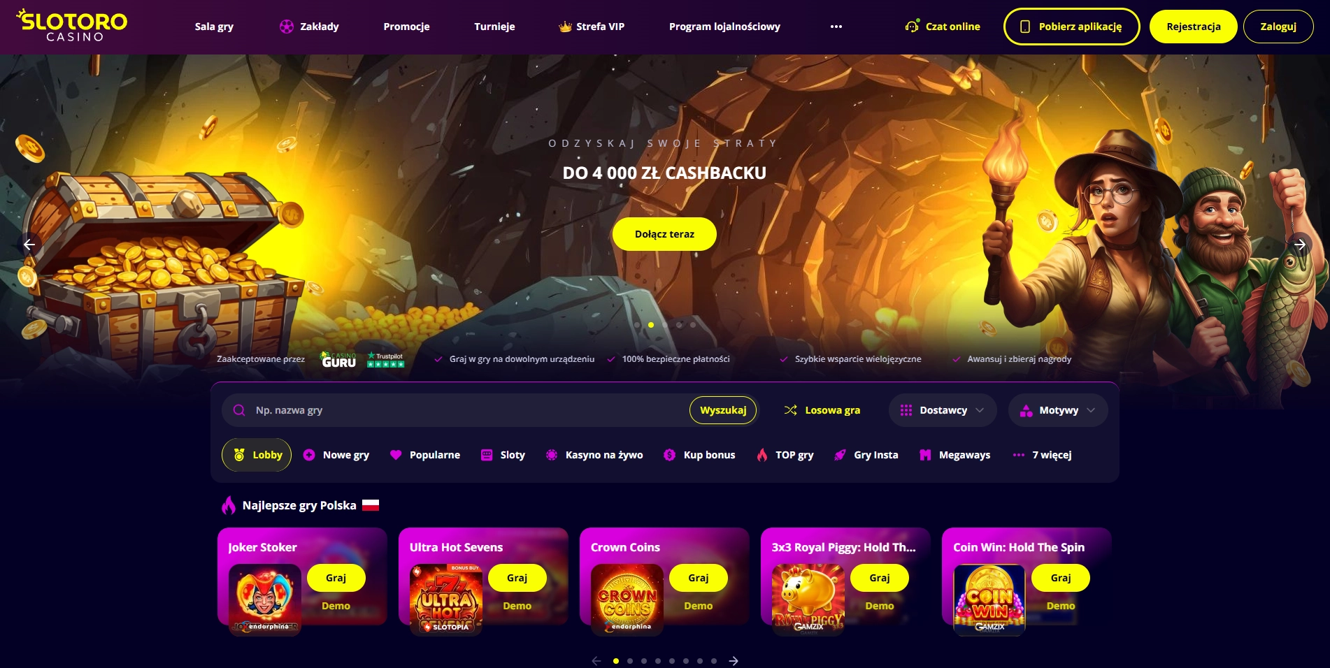 Slotoro Casino najlepsze gry casino – 4800 slotów i Hacksaw Gaming 2026